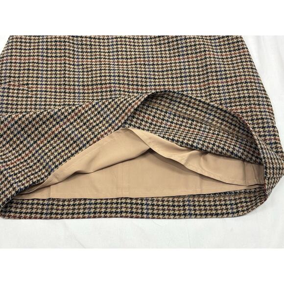 J.Crew Factory Wool-Blend Lined Mini Skirt Houndstooth Brown Size 10 Preppy - Picture 8 of 9